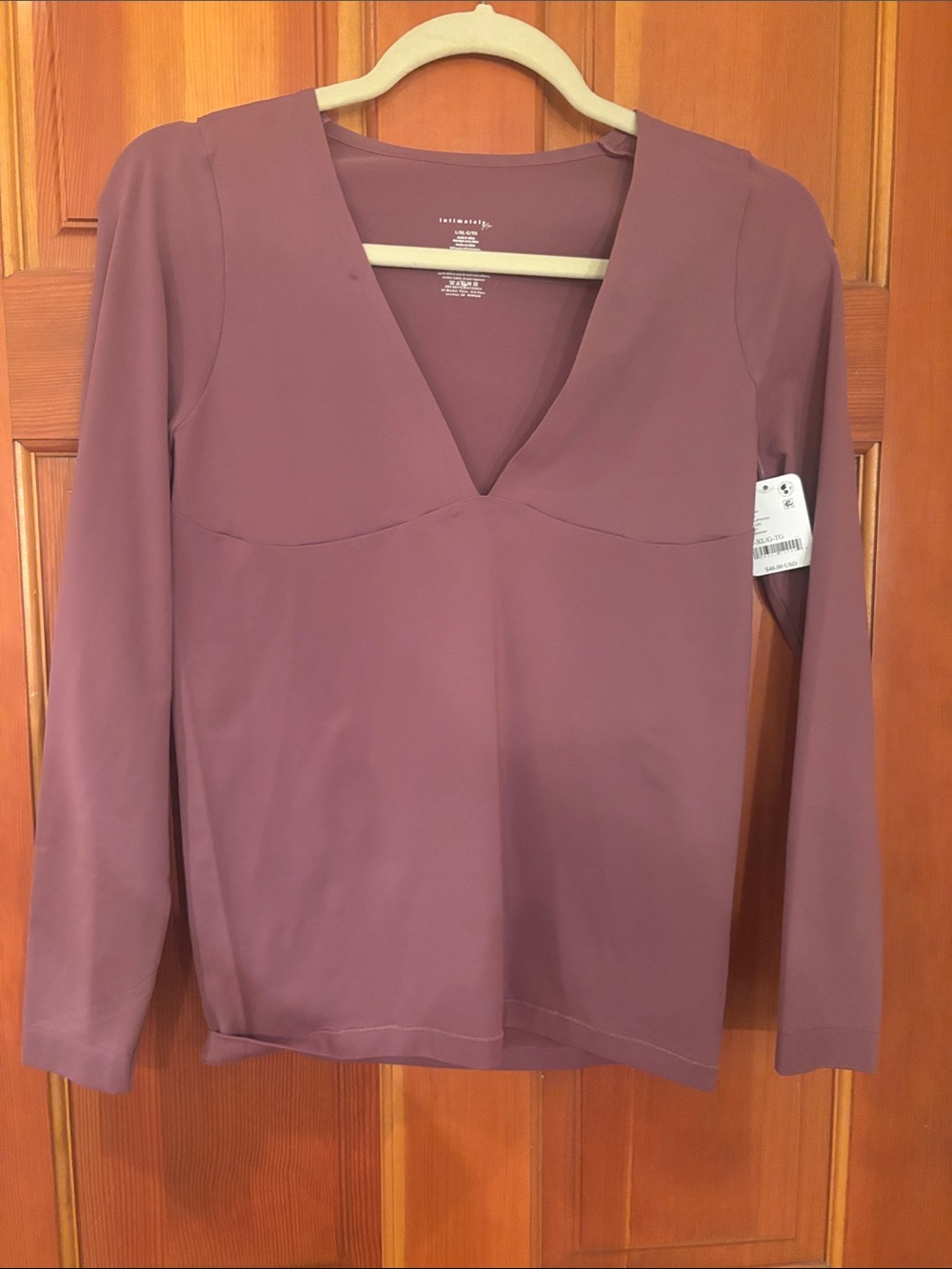 Long Sleeve V-Neck Women's Top - Mauve
